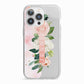 Blush Pink Personalised Name Floral iPhone 13 Pro TPU Impact Case with White Edges