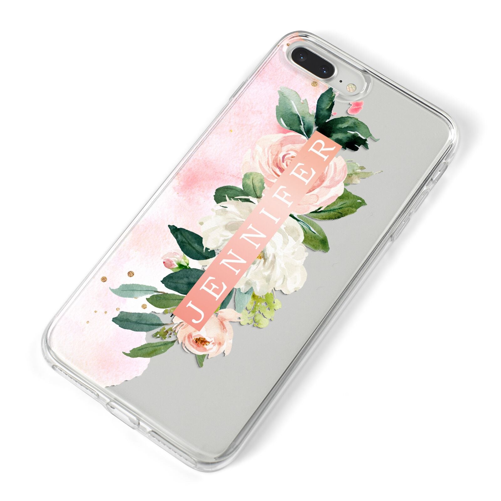 Blush Pink Personalised Name Floral iPhone 8 Plus Bumper Case on Silver iPhone Alternative Image