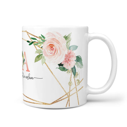 Blush Pink Rose Floral Personalised 10oz Mug