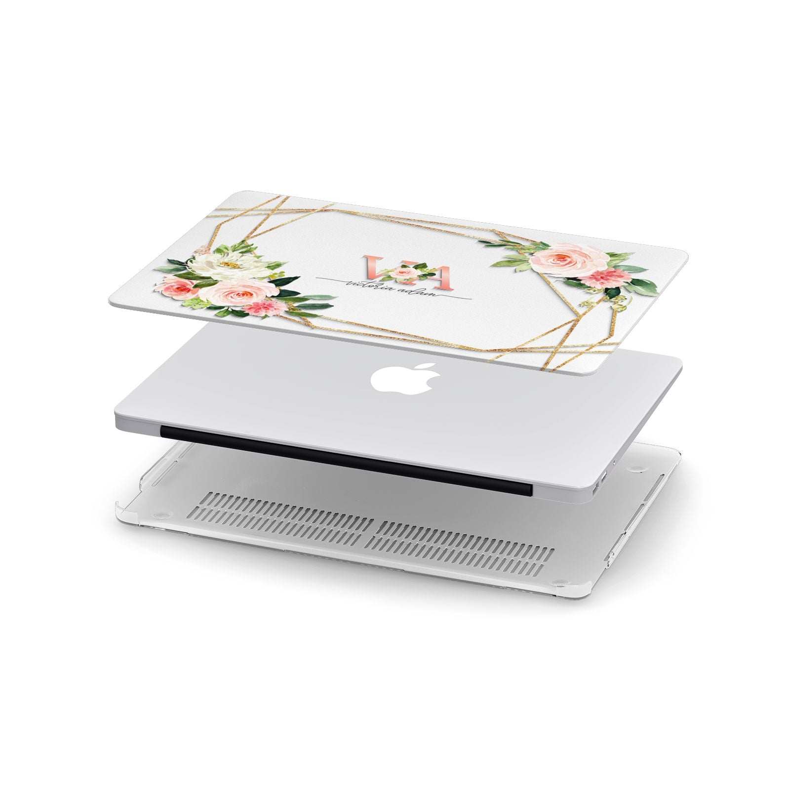 Blush Pink Rose Floral Personalised Apple MacBook Case in Detail