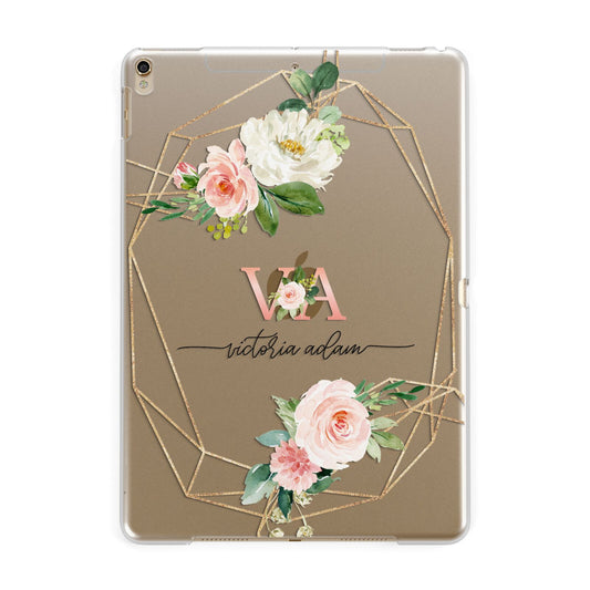 Blush Pink Rose Floral Personalised Apple iPad Gold Case