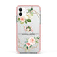 Blush Pink Rose Floral Personalised Apple iPhone 11 in White with Pink Impact Case