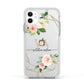 Blush Pink Rose Floral Personalised Apple iPhone 11 in White with White Impact Case