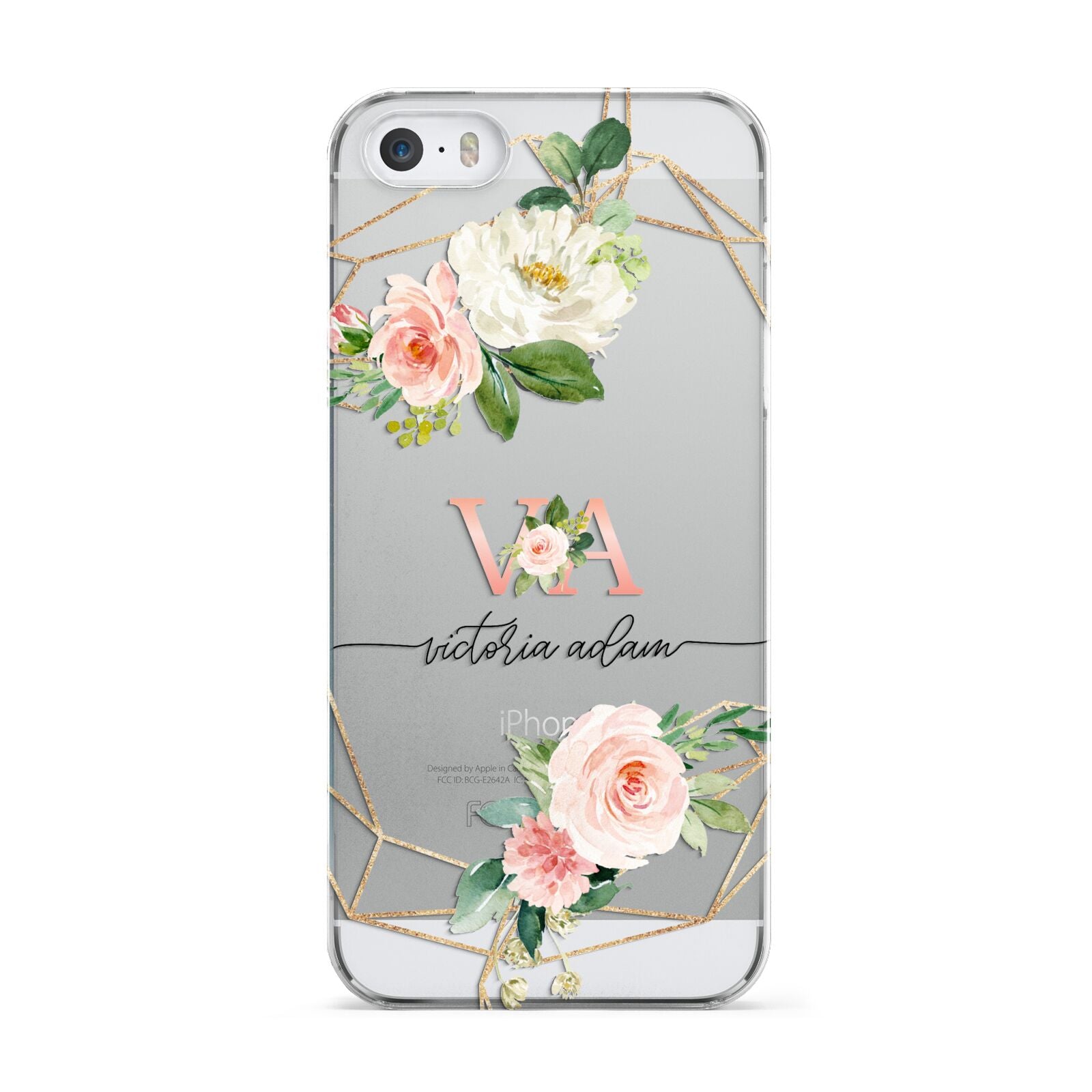 Blush Pink Rose Floral Personalised Apple iPhone 5 Case