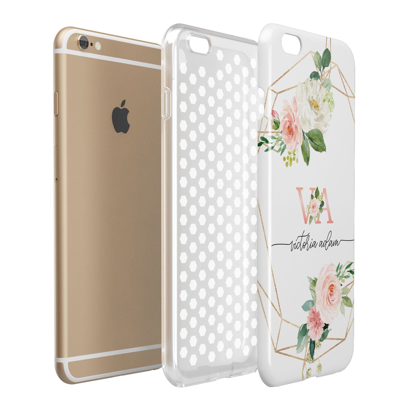 Blush Pink Rose Floral Personalised Apple iPhone 6 Plus 3D Tough Case Expand Detail Image