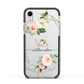 Blush Pink Rose Floral Personalised Apple iPhone XR Impact Case Black Edge on Silver Phone