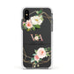 Blush Pink Rose Floral Personalised Apple iPhone Xs Impact Case White Edge on Black Phone