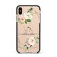 Blush Pink Rose Floral Personalised Apple iPhone Xs Max Impact Case Black Edge on Gold Phone