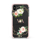 Blush Pink Rose Floral Personalised Apple iPhone Xs Max Impact Case Pink Edge on Black Phone