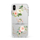 Blush Pink Rose Floral Personalised Apple iPhone Xs Max Impact Case White Edge on Silver Phone