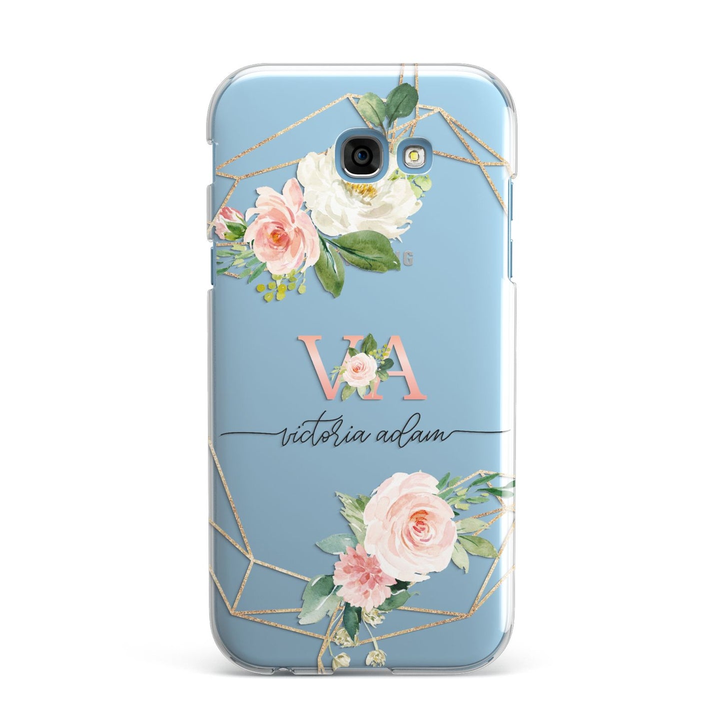 Blush Pink Rose Floral Personalised Samsung Galaxy A7 2017 Case