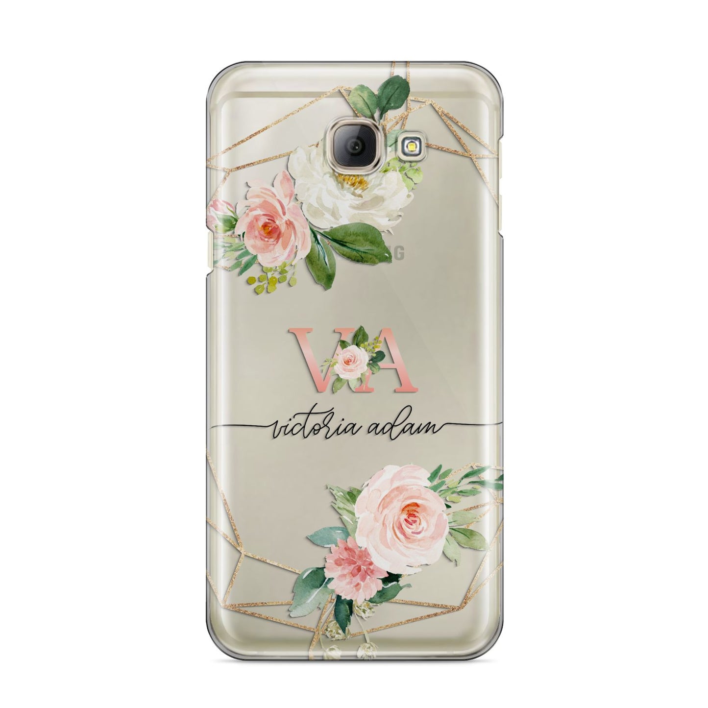 Blush Pink Rose Floral Personalised Samsung Galaxy A8 2016 Case