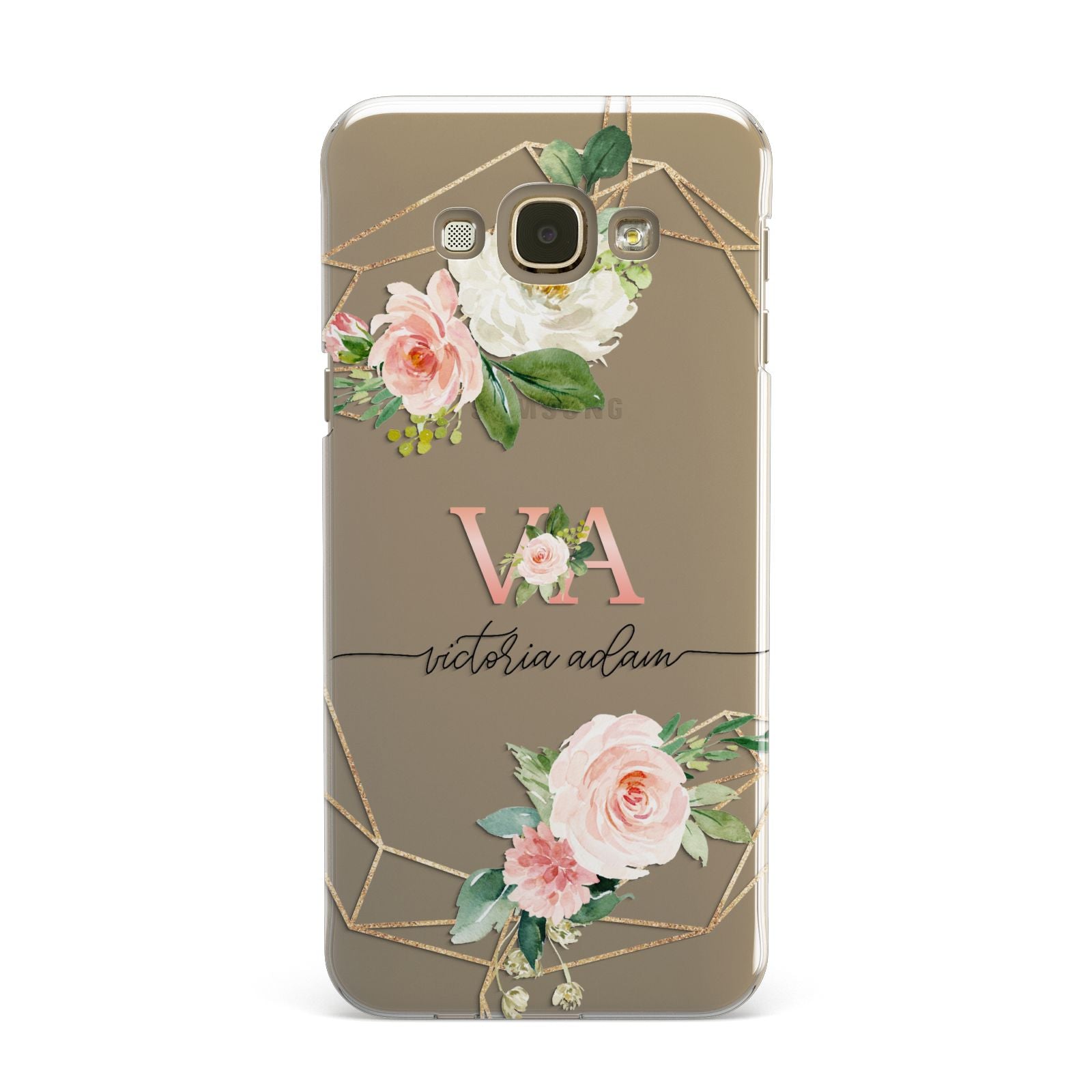 Blush Pink Rose Floral Personalised Samsung Galaxy A8 Case