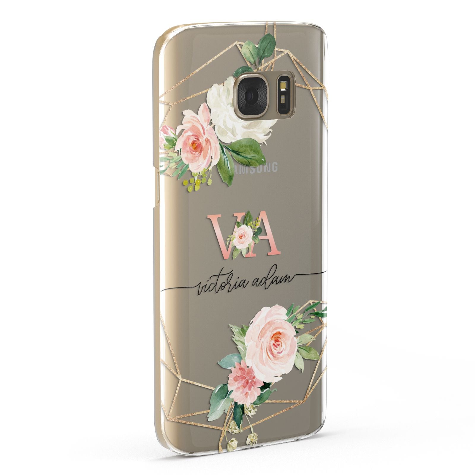 Blush Pink Rose Floral Personalised Samsung Galaxy Case Fourty Five Degrees