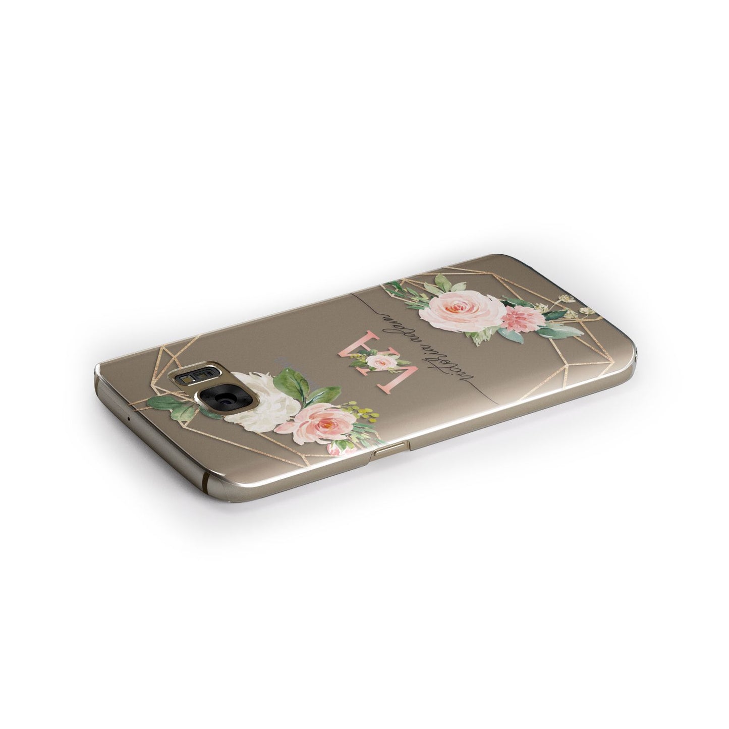 Blush Pink Rose Floral Personalised Samsung Galaxy Case Side Close Up