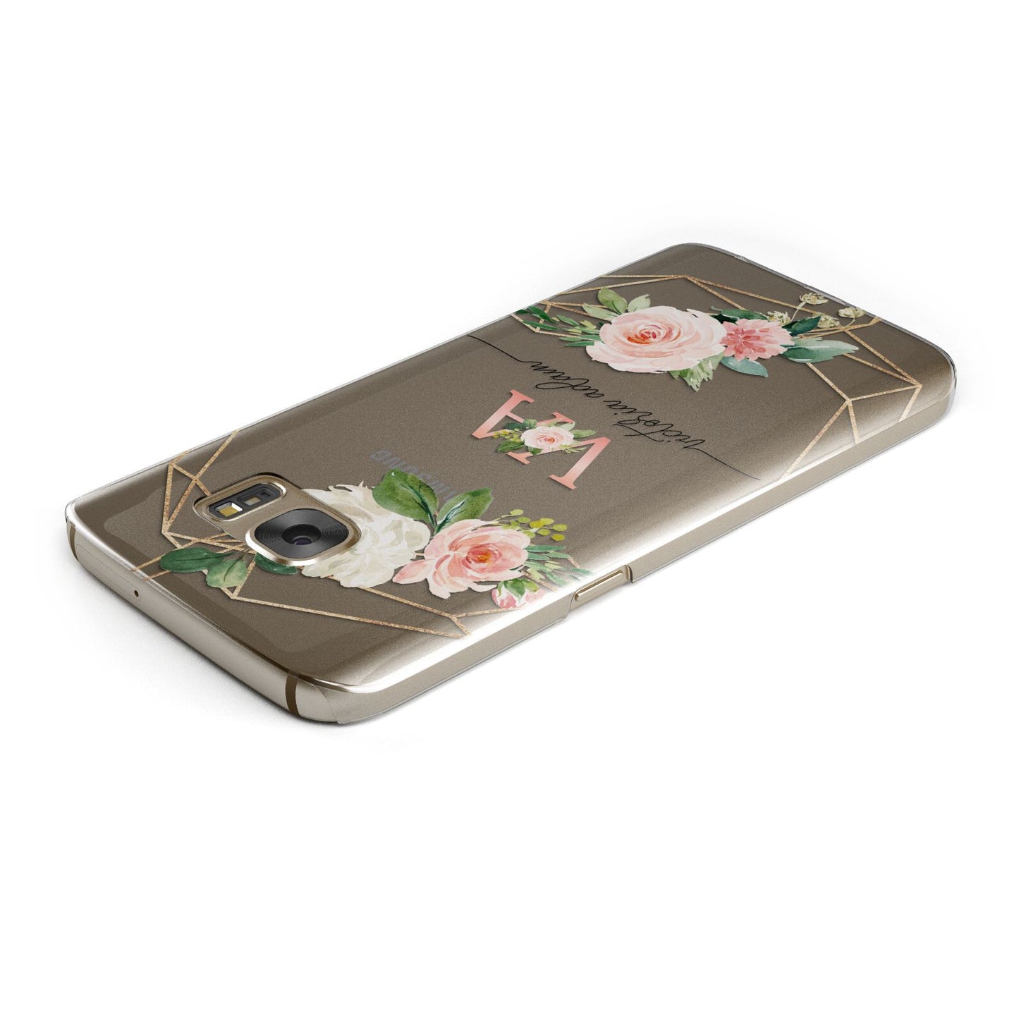 Blush Pink Rose Floral Personalised Samsung Galaxy Case Top Cutout