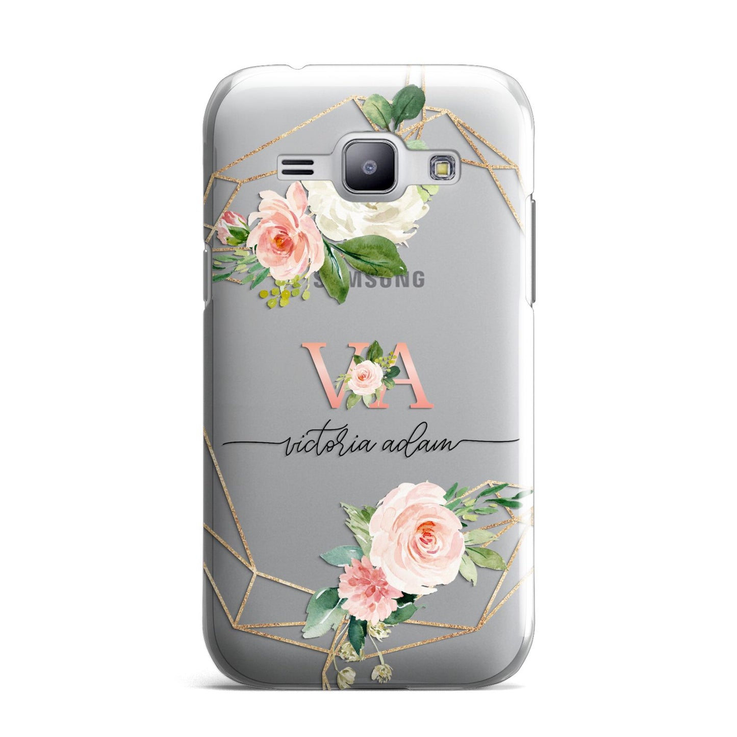 Blush Pink Rose Floral Personalised Samsung Galaxy J1 2015 Case