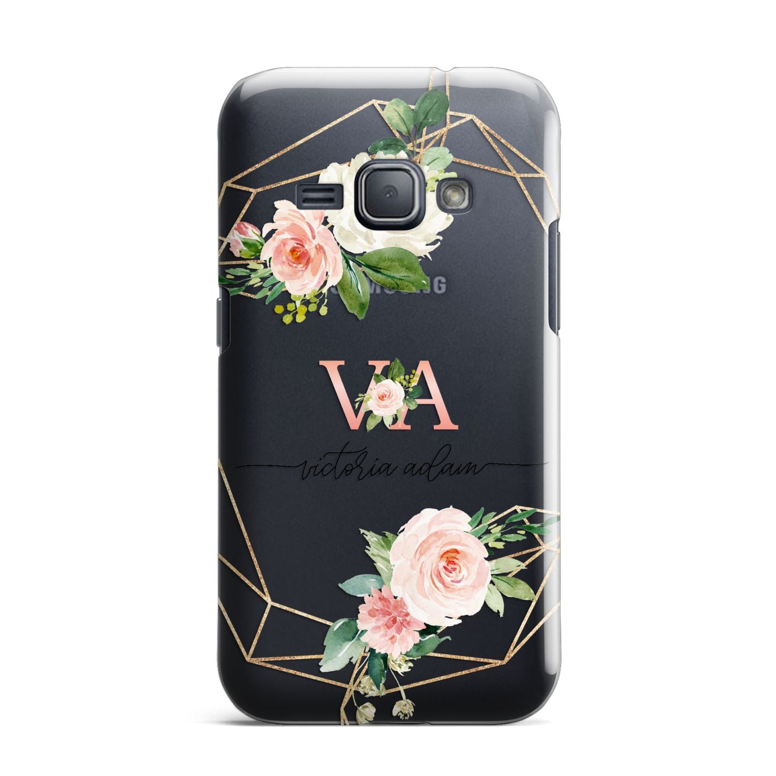 Blush Pink Rose Floral Personalised Samsung Galaxy J1 2016 Case