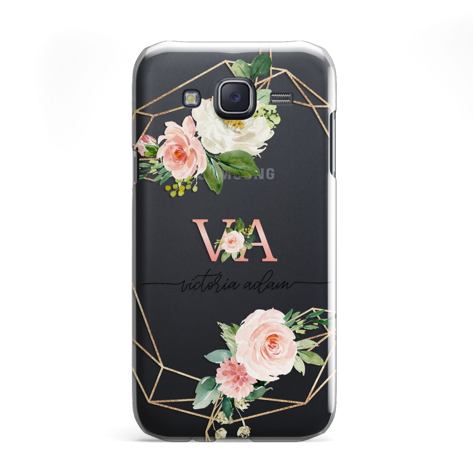 Blush Pink Rose Floral Personalised Samsung Galaxy J5 Case