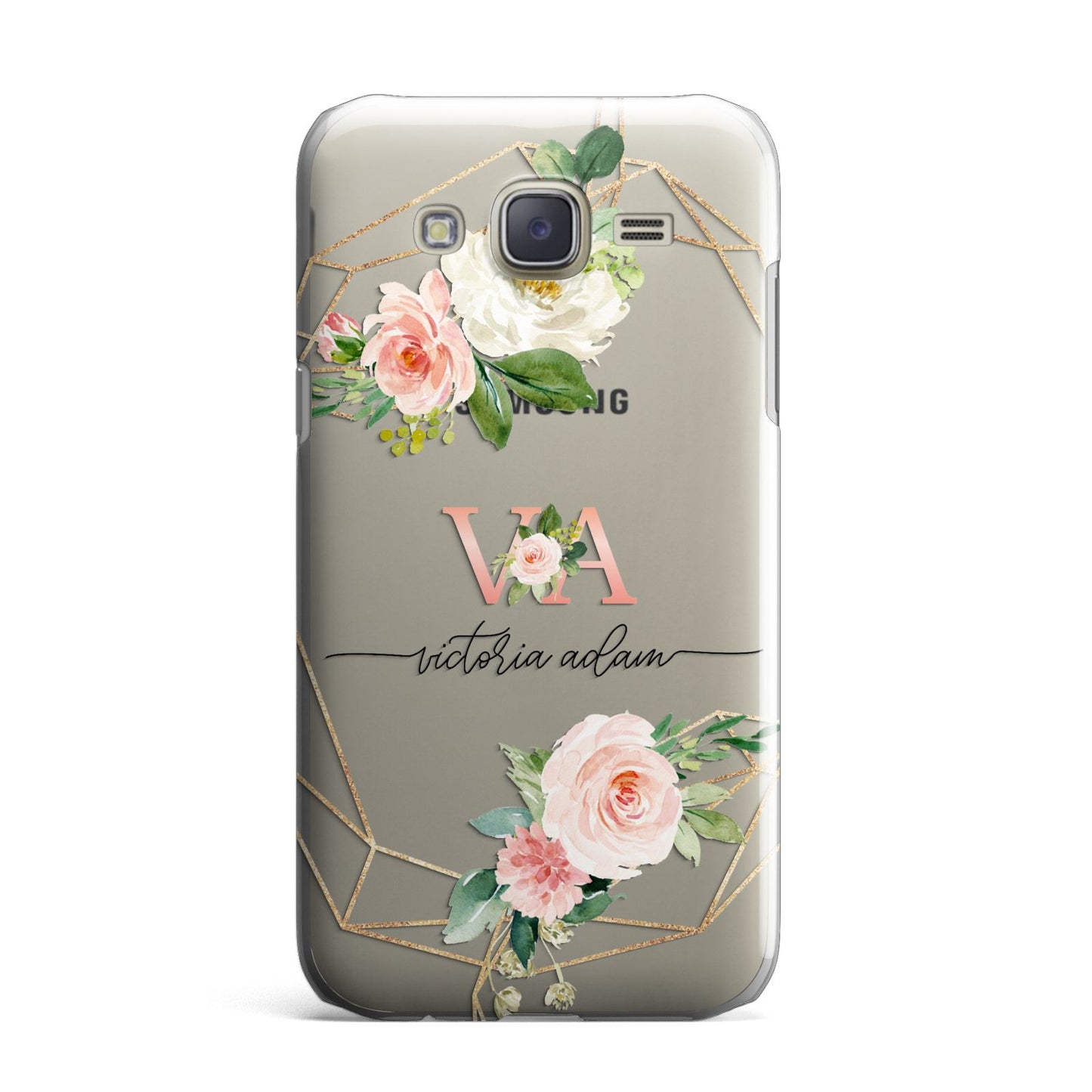 Blush Pink Rose Floral Personalised Samsung Galaxy J7 Case