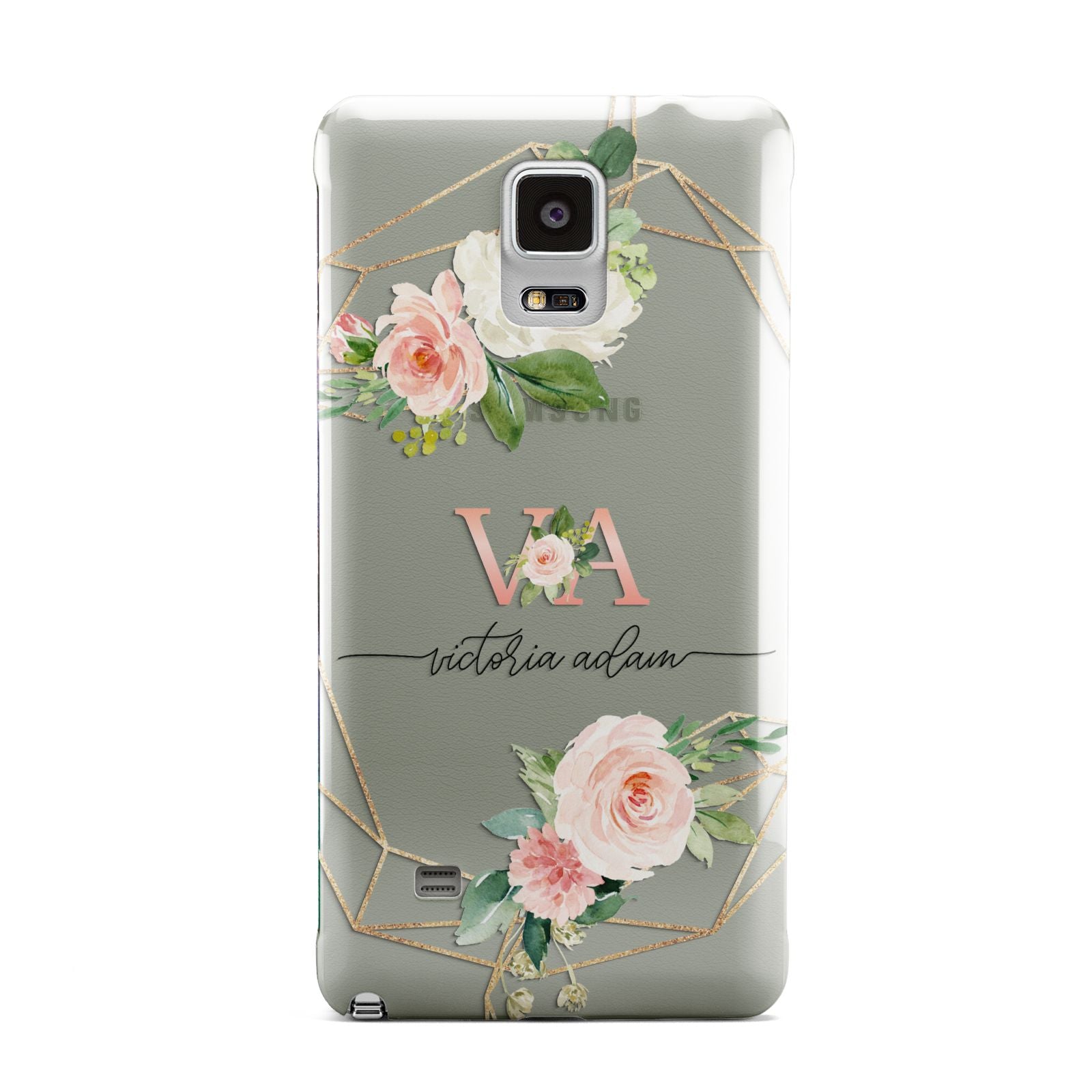 Blush Pink Rose Floral Personalised Samsung Galaxy Note 4 Case