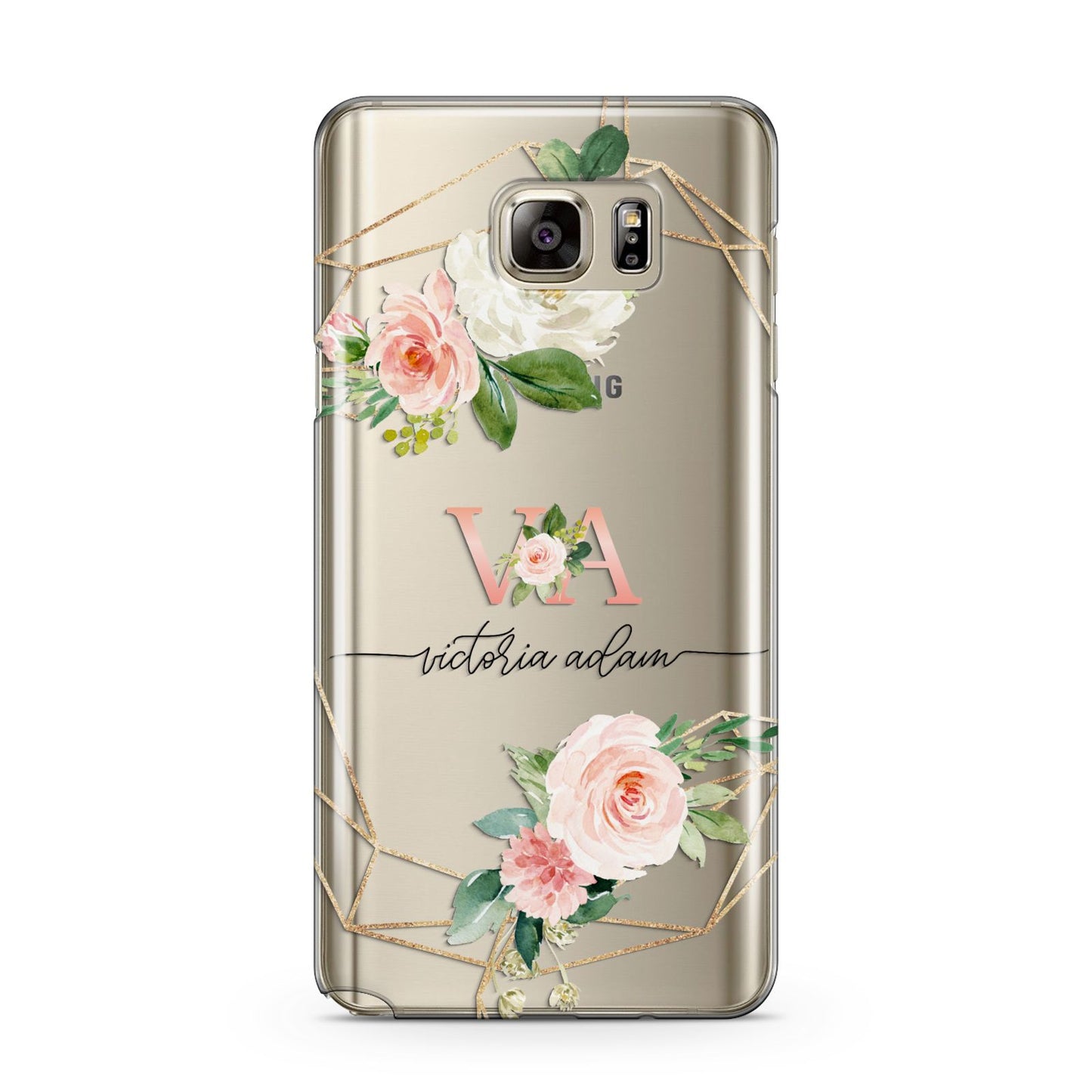 Blush Pink Rose Floral Personalised Samsung Galaxy Note 5 Case