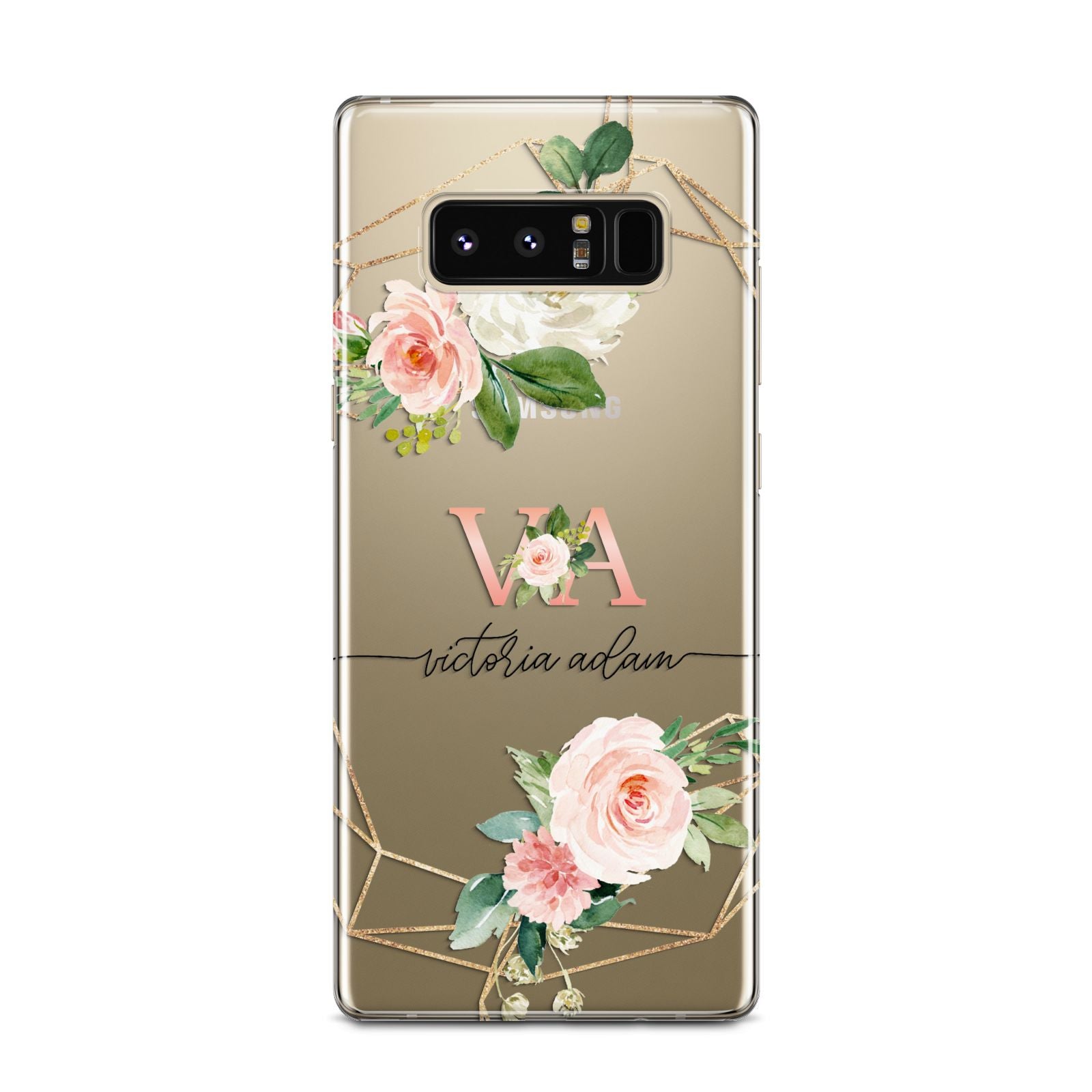 Blush Pink Rose Floral Personalised Samsung Galaxy Note 8 Case