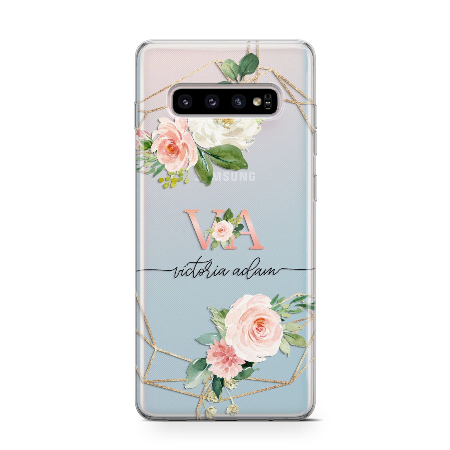 Blush Pink Rose Floral Personalised Samsung Galaxy S10 Case