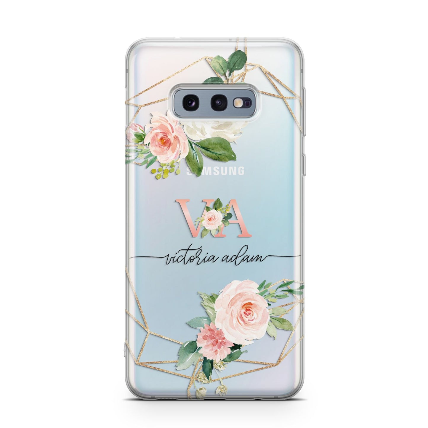 Blush Pink Rose Floral Personalised Samsung Galaxy S10E Case