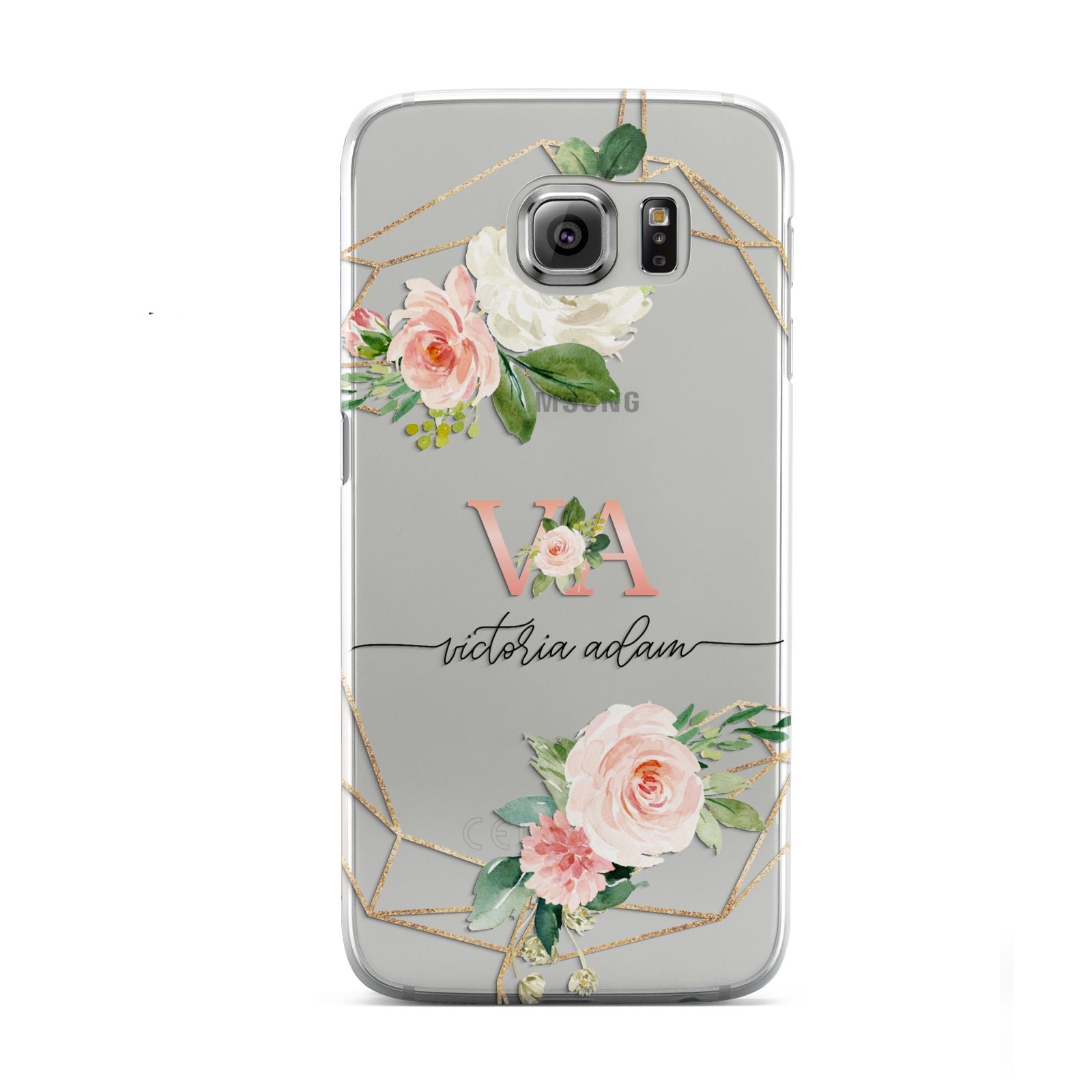 Blush Pink Rose Floral Personalised Samsung Galaxy S6 Case