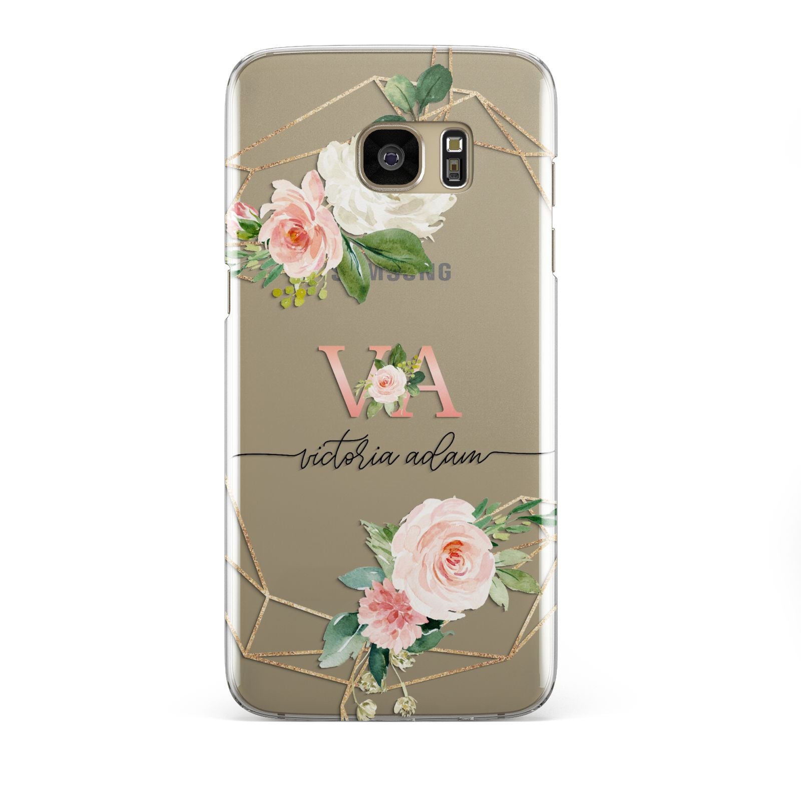 Blush Pink Rose Floral Personalised Samsung Galaxy S7 Edge Case
