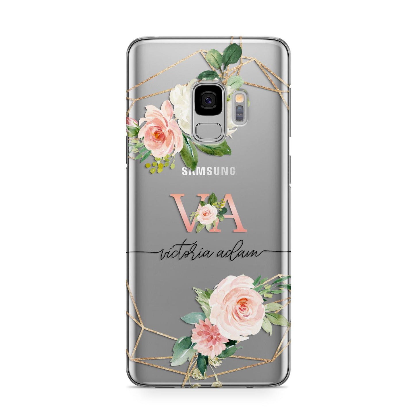Blush Pink Rose Floral Personalised Samsung Galaxy S9 Case