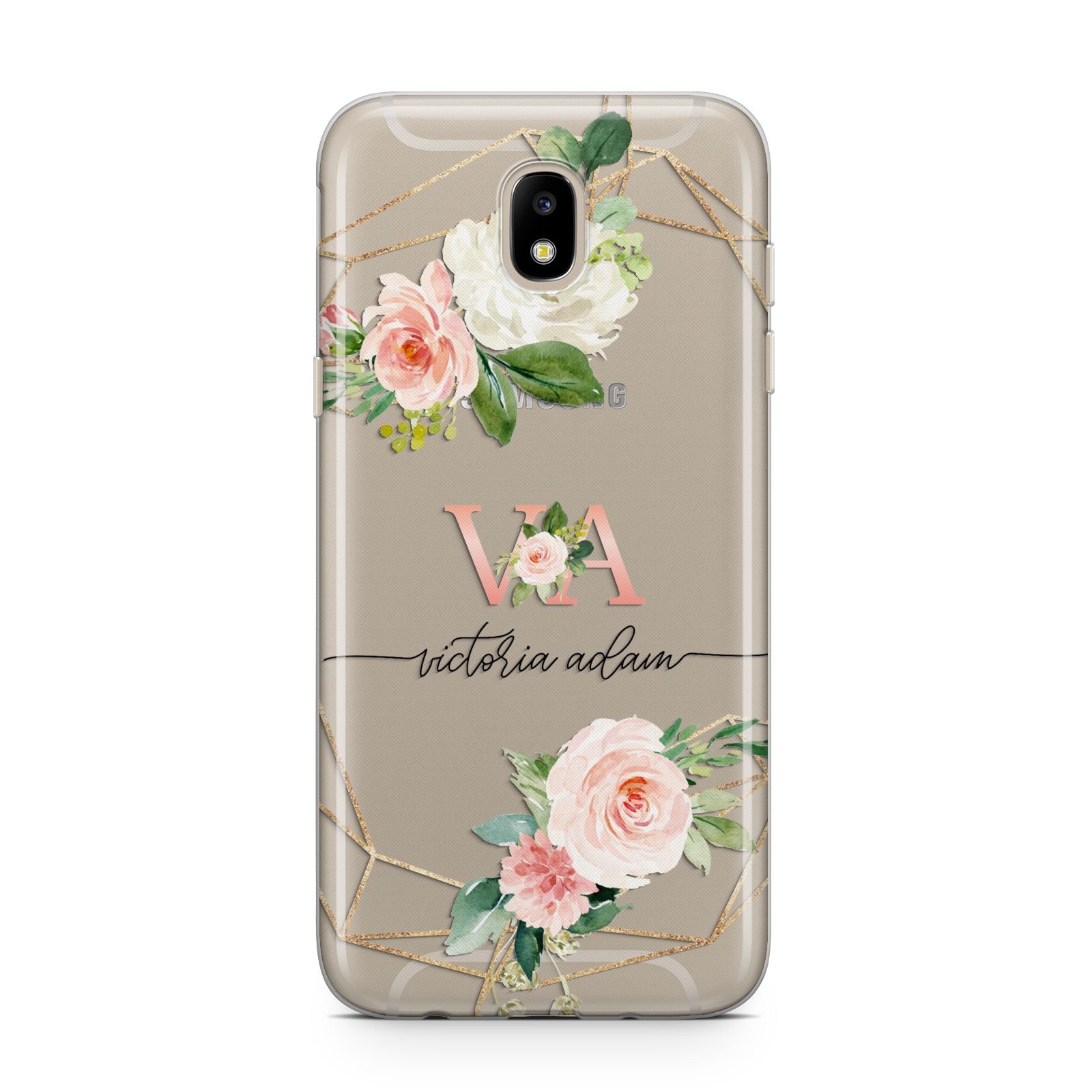 Blush Pink Rose Floral Personalised Samsung J5 2017 Case
