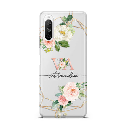 Blush Pink Rose Floral Personalised Sony Xperia 10 III Case