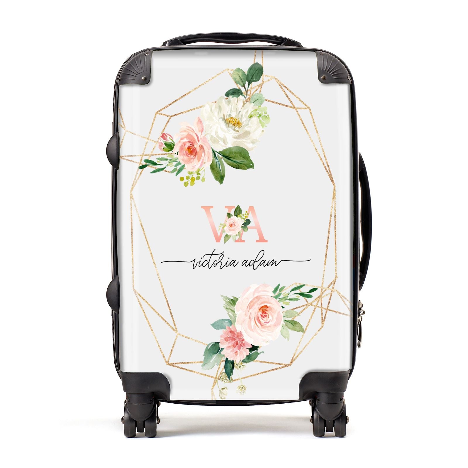 Blush Pink Rose Floral Personalised Suitcase