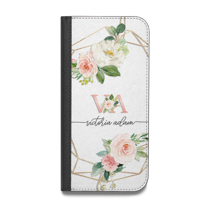 Blush Pink Rose Floral Personalised Vegan Leather Flip Samsung Case