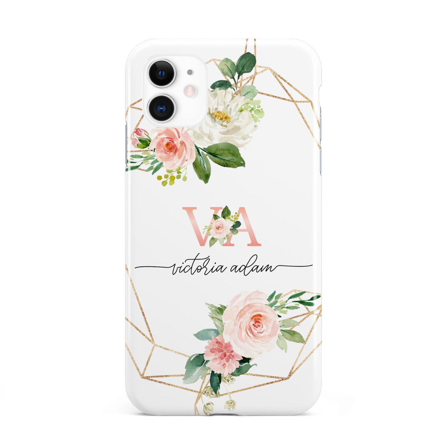 Blush Pink Rose Floral Personalised iPhone 11 3D Tough Case