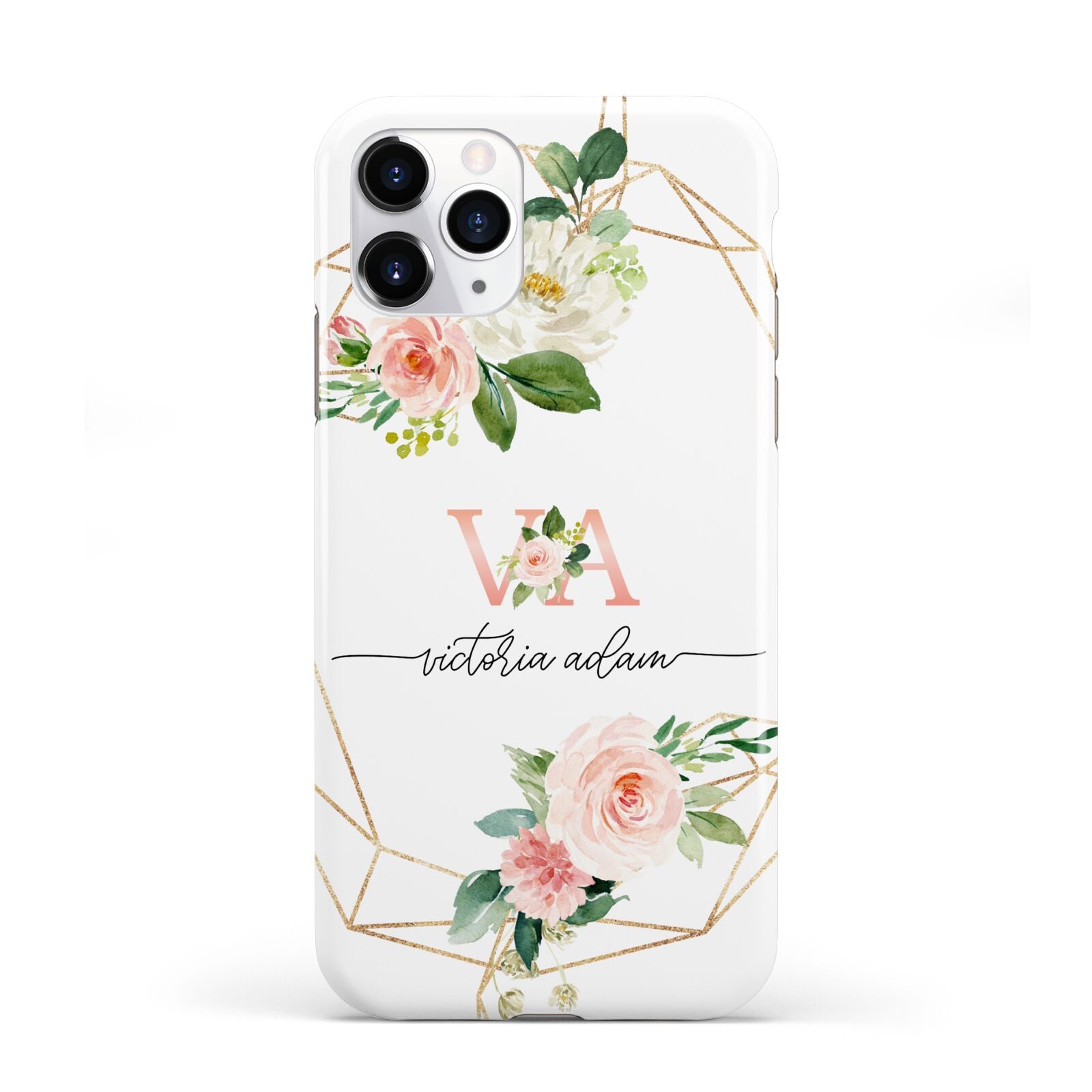 Blush Pink Rose Floral Personalised iPhone 11 Pro 3D Tough Case