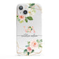 Blush Pink Rose Floral Personalised iPhone 13 Full Wrap 3D Snap Case