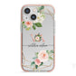 Blush Pink Rose Floral Personalised iPhone 13 Mini TPU Impact Case with Pink Edges