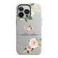 Blush Pink Rose Floral Personalised iPhone 13 Pro Full Wrap 3D Tough Case