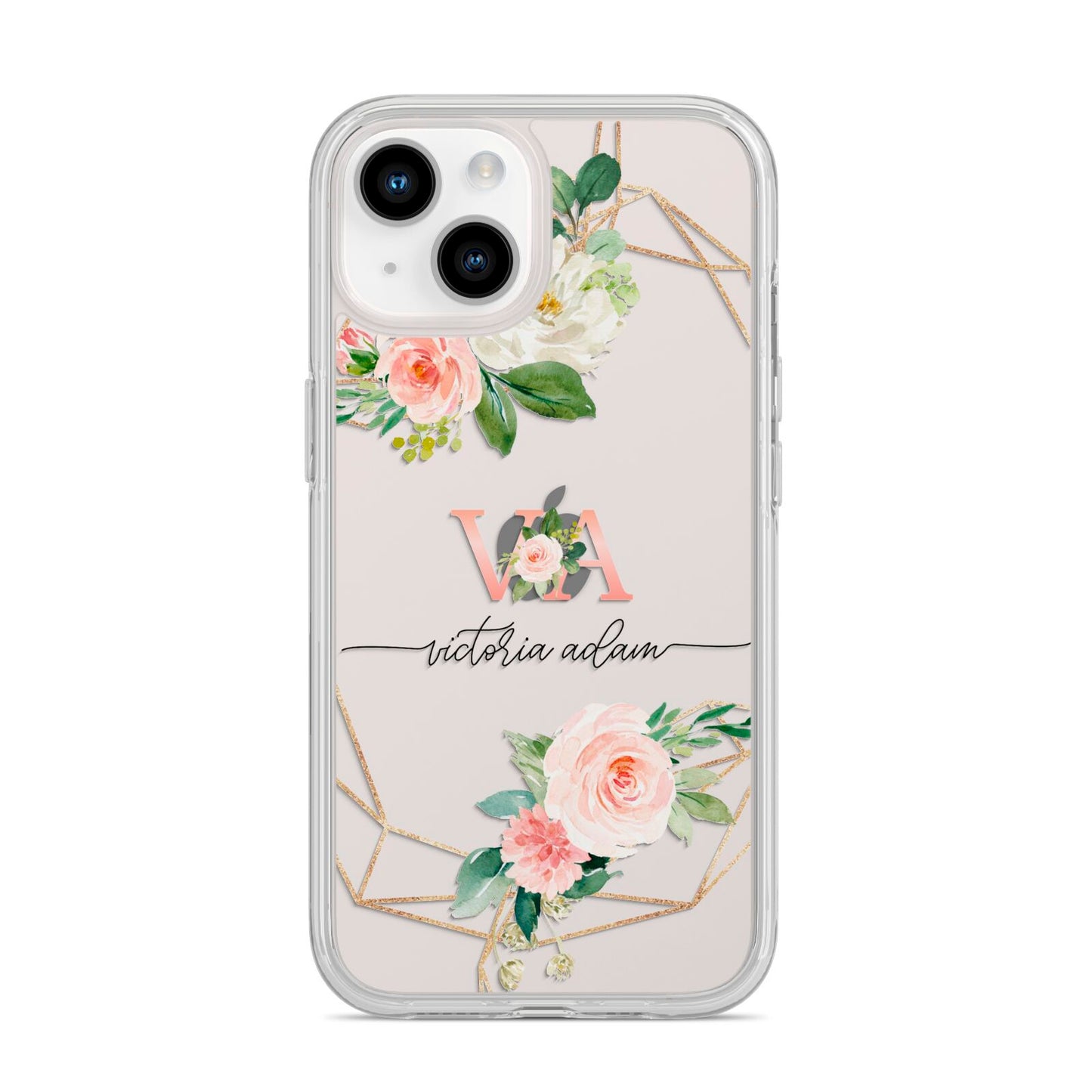 Blush Pink Rose Floral Personalised iPhone 14 Clear Tough Case Starlight
