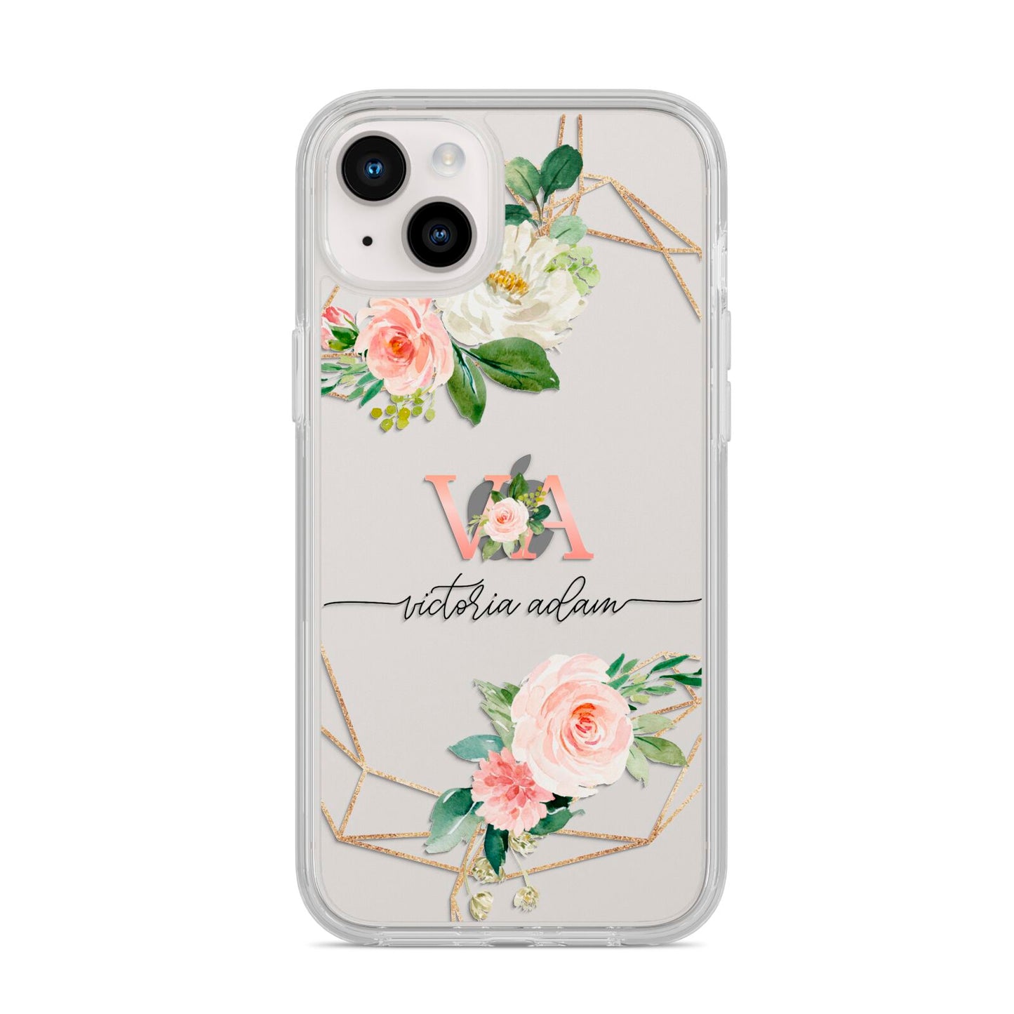 Blush Pink Rose Floral Personalised iPhone 14 Plus Clear Tough Case Starlight