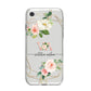Blush Pink Rose Floral Personalised iPhone 8 Bumper Case on Silver iPhone