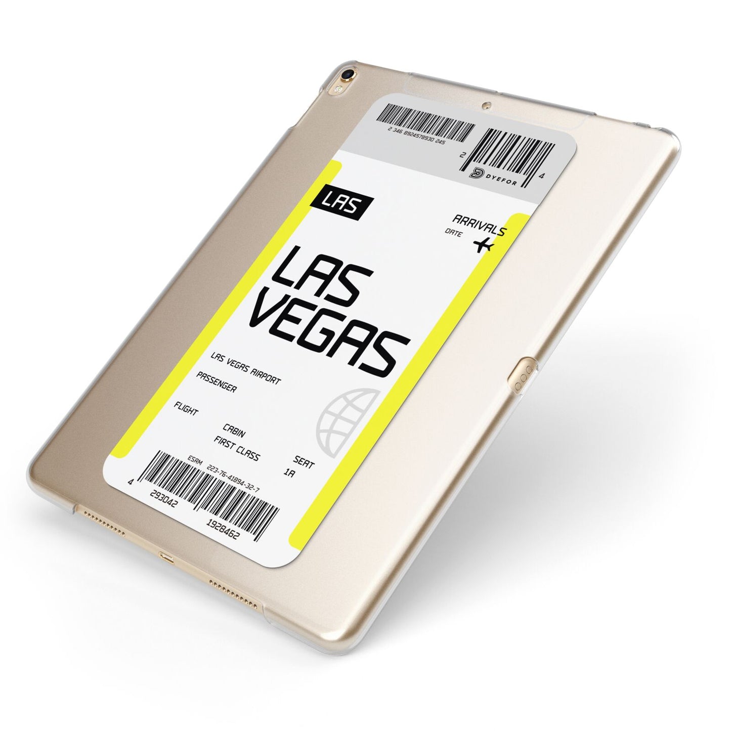 Boarding Pass Apple iPad Case on Gold iPad Side View