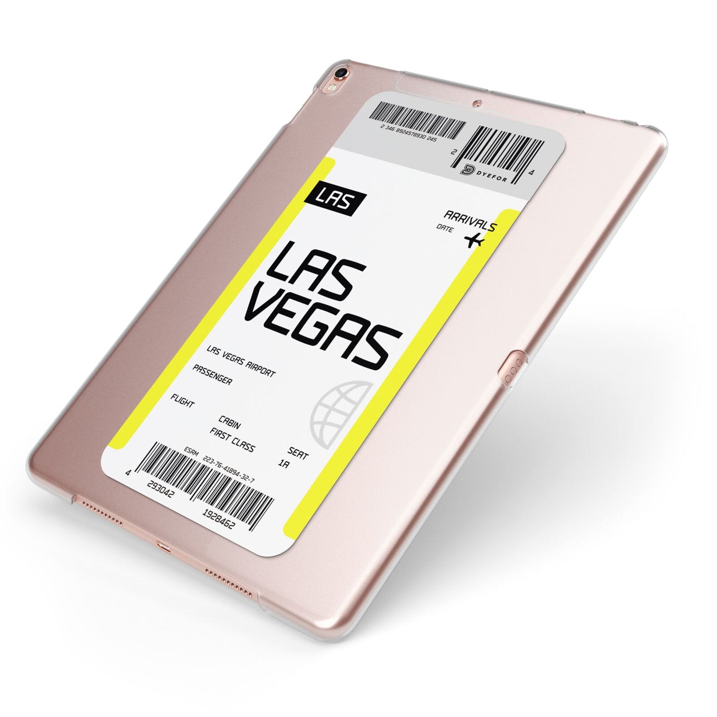 Boarding Pass Apple iPad Case on Rose Gold iPad Side View