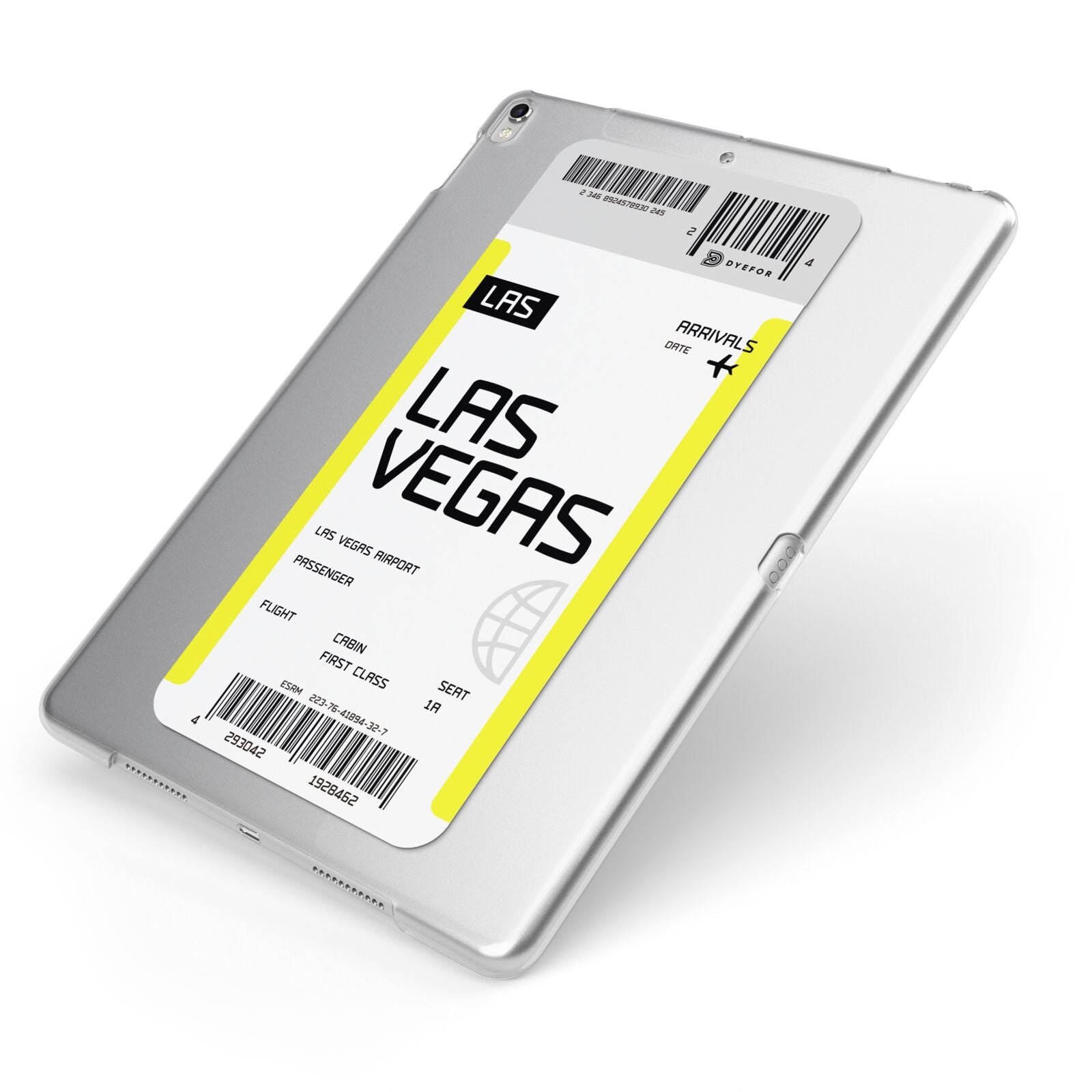 Boarding Pass Apple iPad Case on Silver iPad Side View