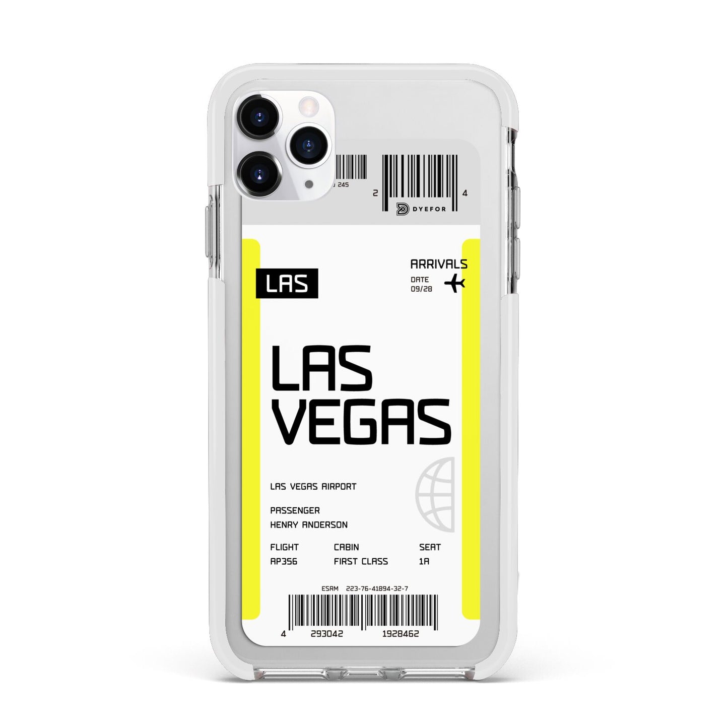 Boarding Pass Apple iPhone 11 Pro Max in Silver with White Impact Case