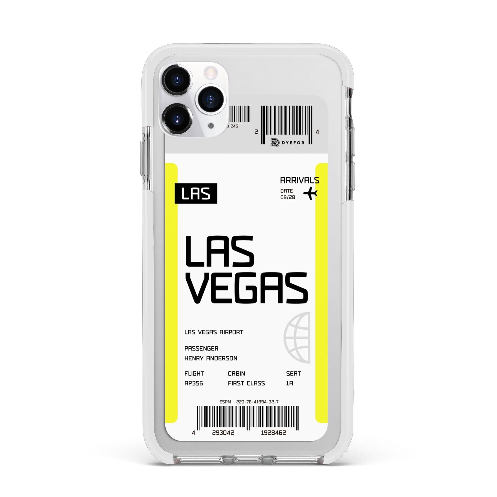 Boarding Pass Apple iPhone 11 Pro Max in Silver with White Impact Case