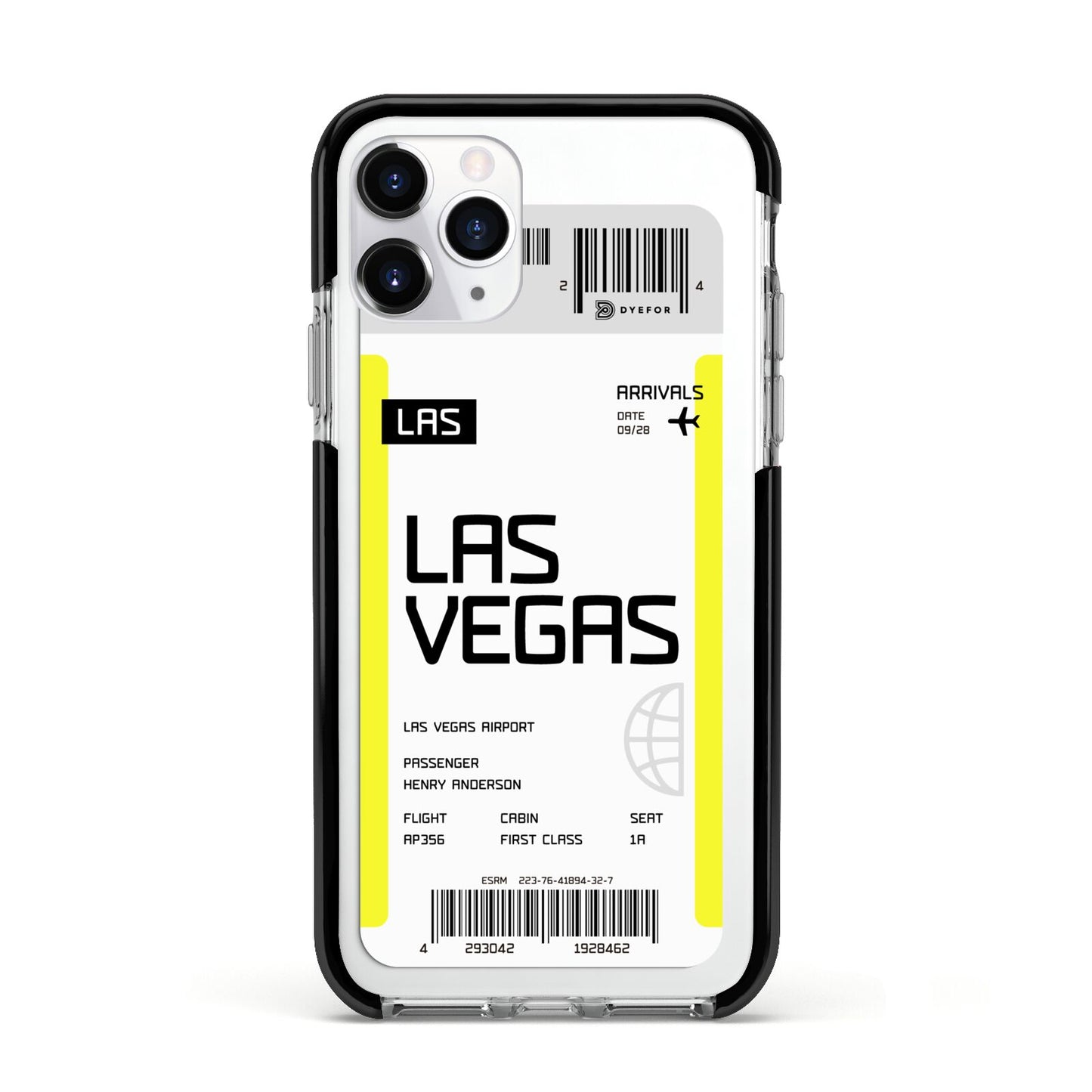 Boarding Pass Apple iPhone 11 Pro in Silver with Black Impact Case